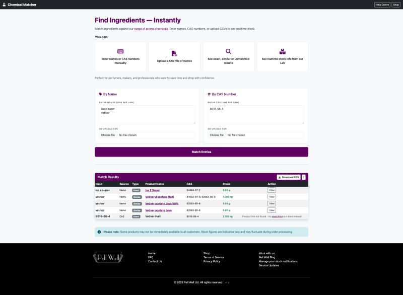Chemical Stock Matching Tool